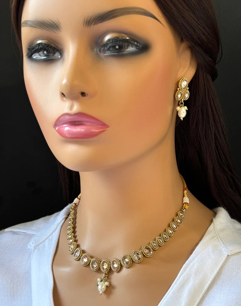 Antique Polki Kundan necklace/Indian jewelry/Punjabi/Pakistani/Wedding necklace/Bridal necklace/Indian necklace