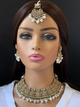 White Antique Polki Kundan Pearl Necklace, bridal, Indian Wedding Jewelry