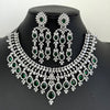 Emerald Cz Diamond necklace/American Diamond/CZ Stones Necklace Set/Elegant/Unique Jewelry/Indian/Pakistani/Bollywood/Indian Wedding/Bridal