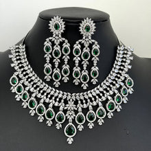 Emerald Cz Diamond necklace/American Diamond/CZ Stones Necklace Set/Elegant/Unique Jewelry/Indian/Pakistani/Bollywood/Indian Wedding/Bridal