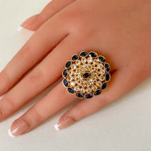 Large Gold Finish Polki Ring/Adjustable Ring/Indian Ring/ Pakistani Jewelry/ Indian Jewelry/Bollywood Jewelry/Indian Wedding jewelry