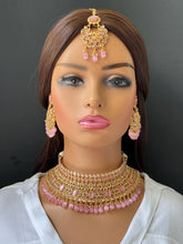 Bridal Pink Gold Polki Kundan necklace set/Statement necklace Set/Indian Jewelry/Pakistani Jewelry set/Wedding necklace/Bridal necklace