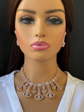Silver/RoseGold American Diamond necklace/CZ Necklace Set/Elegant/Unique Jewelry/Indian/Pakistani/Bollywood/Indian Wedding/Bridal diamond