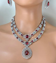 Ruby CZ Diamond necklace/Diamond/CZ Stones Necklace/Elegant/Unique Jewelry/Indian/Pakistani/Bollywood/Indian Wedding/Bridal