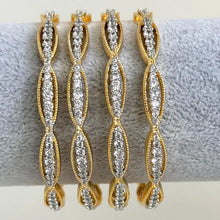Delicate Gold plated American Diamond Bangles /CZ Bangles/Bracelet/Indian Party Bangles/CZ stone bangle/Indian wedding/bridal jewelry 4Pcs