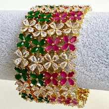 Ruby Green Gold Finish CZ diamond Bangles pair/Indian Party Wear Bracelets Bangles/CZ stone bangles/Indian wedding/bridal jewelry/bangles