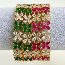 Ruby Green Gold Finish CZ diamond Bangles pair/Indian Party Wear Bracelets Bangles/CZ stone bangles/Indian wedding/bridal jewelry/bangles