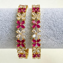 Ruby Green Gold Finish CZ diamond Bangles pair/Indian Party Wear Bracelets Bangles/CZ stone bangles/Indian wedding/bridal jewelry/bangles