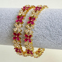 Ruby Green Gold Finish CZ diamond Bangles pair/Indian Party Wear Bracelets Bangles/CZ stone bangles/Indian wedding/bridal jewelry/bangles