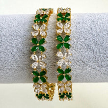 Ruby Green Gold Finish CZ diamond Bangles pair/Indian Party Wear Bracelets Bangles/CZ stone bangles/Indian wedding/bridal jewelry/bangles