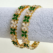 Ruby Green Gold Finish CZ diamond Bangles pair/Indian Party Wear Bracelets Bangles/CZ stone bangles/Indian wedding/bridal jewelry/bangles
