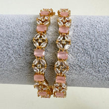 Set of 2 Gold Diamond bangles/Mint Pink and Ruby CZ Bangles Indian bangles Diamond Bracelets Bangles bridal bangles Indian wedding bridal