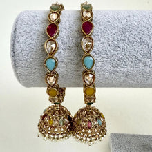 Restocked Bollywood Style Polki Kundan antique finish Jhumka Bangles Set Punjabi Pearl bangles Set/Bridal bangles/ wedding jewelry/pakistani