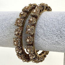 Bollywood Style Polki Kundan antique dull gold finish Bangles Set(2 PC)/Punjabi bangles/Bridal bangles/Indian wedding jewelry/pakistani/Kada