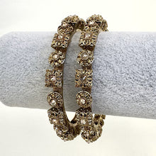 Bollywood Style Polki Kundan antique dull gold finish Bangles Set(2 PC)/Punjabi bangles/Bridal bangles/Indian wedding jewelry/pakistani/Kada