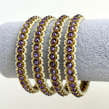 PurpleSet of 4 Polki Stone antique finish Bangles Set mix Sizes Punjabi Pearl bangles Set/Bridal bangles/Antique bangles/Polki Pearl bangles