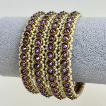 PurpleSet of 4 Polki Stone antique finish Bangles Set mix Sizes Punjabi Pearl bangles Set/Bridal bangles/Antique bangles/Polki Pearl bangles