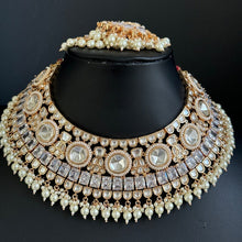 Bridal White Fine Kundan Gold Plated Necklace Set/ Indian Pakistani Wedding Set/Gold fine kundan bridal jewelry/ Bridal jewelry