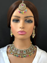 Navratan Polki Kundan Necklace set/Statement Necklace Set/Indian Jewelry/Pakistani Jewelry set/Wedding necklace/Bridal necklace/Indian
