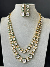 Green Premium Moissanite Polki Kundan Necklace - Sabyasachi Inspired Fine Jewelry, Indian Bollywood Celebrity Style Kundan Necklace, Bridal