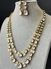 Green Premium Moissanite Polki Kundan Necklace - Sabyasachi Inspired Fine Jewelry, Indian Bollywood Celebrity Style Kundan Necklace, Bridal