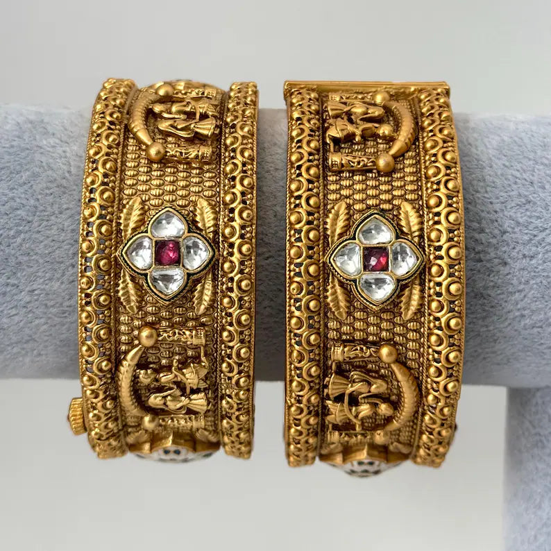 Bridal Doli Baraat Gold plated Single kada bangle/Pacchi kundan bangle/Rajwadi Bridal Bangle/Indian Wedding/Wedding Jewelry/Pakistani