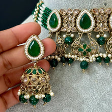 Green antique Polki Kundan Indian necklace set for Indian Pakistani Wedding Jewelry