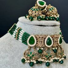 Green antique Polki Kundan Indian necklace set for Indian Pakistani Wedding Jewelry