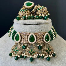 Green antique Polki Kundan Indian necklace set for Indian Pakistani Wedding Jewelry