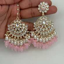Kundan Tikka w/ Earring Set- Indian Bridal Maang Tikka, Teeka, Tika Headpiece - Handmade Pearl Jewelry For Women - Bollywood Bridesmaid Gift