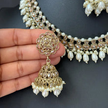 White Antique Polki Kundan necklace set/Reverse Ad Necklace/Statement necklace/Indian/Punjabi Necklace/Pakistani Jewelry/Bridal necklace