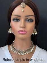 White Antique Polki Kundan necklace set/Reverse Ad Necklace/Statement necklace/Indian/Punjabi Necklace/Pakistani Jewelry/Bridal necklace