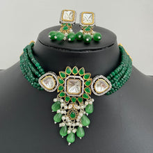 Green Victorian dual tone uncut polki kundan necklace/Sabyasachi Necklace/Kundan Jewelry Set/Indian wedding collection/Bridal Necklace