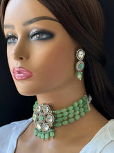 Mint Pista Victorian dual tone uncut polki kundan Choker/Sabyasachi Necklace/Kundan Jewelry Set/Indian wedding collection/Bridal Necklace