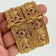 Ruby Polki Gold Kada bangles Pair ,Indian Amrapali bangles, Antique bangles, Temple Jewelry, South Indian bangles, Bridal Bangles