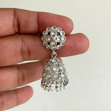 Small Light weight silver Polki Jhumka/stone Jhumka/Indian Jewelry/Pakistani/Punjabi/Indian/Statement earring/Bridal earring/Indian wedding
