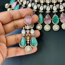 MintPink Bridal Mossinate Polki Victorian Necklace, Sabyasachi Necklace, Wedding necklace,Semi Precious Jewelry,Bollywood Celebrity Necklace