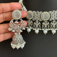 White Silver Polki Kundan necklace/Statement necklace/Indian Jewelry/Pakistani Jewelry set/Weddings necklace/Bridal necklace/Indian necklace