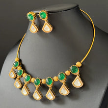 Gold uncut polki Hasli set Amarpali-inspired Moissanite polki Kundan choker Necklace, Indian Bridal Jewelry, Bollywood Sabyasachi Necklace