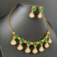 Gold uncut polki Hasli set Amarpali-inspired Moissanite polki Kundan choker Necklace, Indian Bridal Jewelry, Bollywood Sabyasachi Necklace