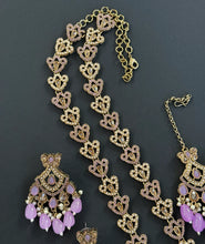 Lavender Long Antique Polki Necklace/Indian Long Necklace/Pakistani Necklace\ Mala/Indian Jewelry/Punjabi Jewelry/Indian Wedding/Rani Haar