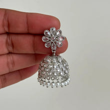 Small Light weight silver Polki Jhumka/stone Jhumka/Indian Jewelry/Pakistani/Punjabi/Indian/Statement earring/Bridal earring/Indian wedding