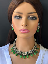 Green Premium quality Victorian necklace/Kundan Jewelry Set/Multi color Kundan Choker Set/Indian Bridal Choker/wedding collection