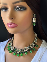 Green Premium quality Victorian necklace/Kundan Jewelry Set/Multi color Kundan Choker Set/Indian Bridal Choker/wedding collection