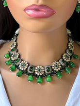 Green Premium quality Victorian necklace/Kundan Jewelry Set/Multi color Kundan Choker Set/Indian Bridal Choker/wedding collection