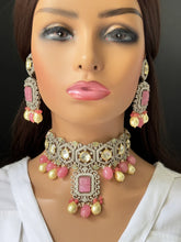 Pink Premium Dual Tone uncut Polki Kundan Necklace/Sabyasachi/Indian/Bollywood/Celebrity/Fine Kundan Necklace/Pakistani/Punjabi/Statement