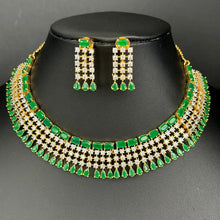 Green Gold Cz Diamond necklace/Delicate CZ Stones Necklace/Elegant/Unique Jewelry/Indian/Pakistani/Bollywood/Indian Wedding/Bridal