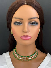 Green Gold Cz Diamond necklace/Delicate CZ Stones Necklace/Elegant/Unique Jewelry/Indian/Pakistani/Bollywood/Indian Wedding/Bridal