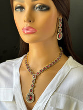 Ruby Victorian CZ stone diamond Necklace, Sabyasachi Necklace, Statement Necklace, Semi Precious Necklace, Designer necklace