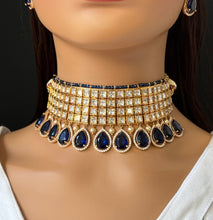 Blue Tyaani inspired premium Kundan choker in Rose Gold plating Silver foiled Kundan necklace/Traditional /Indian wedding/Bridal Jewelry
